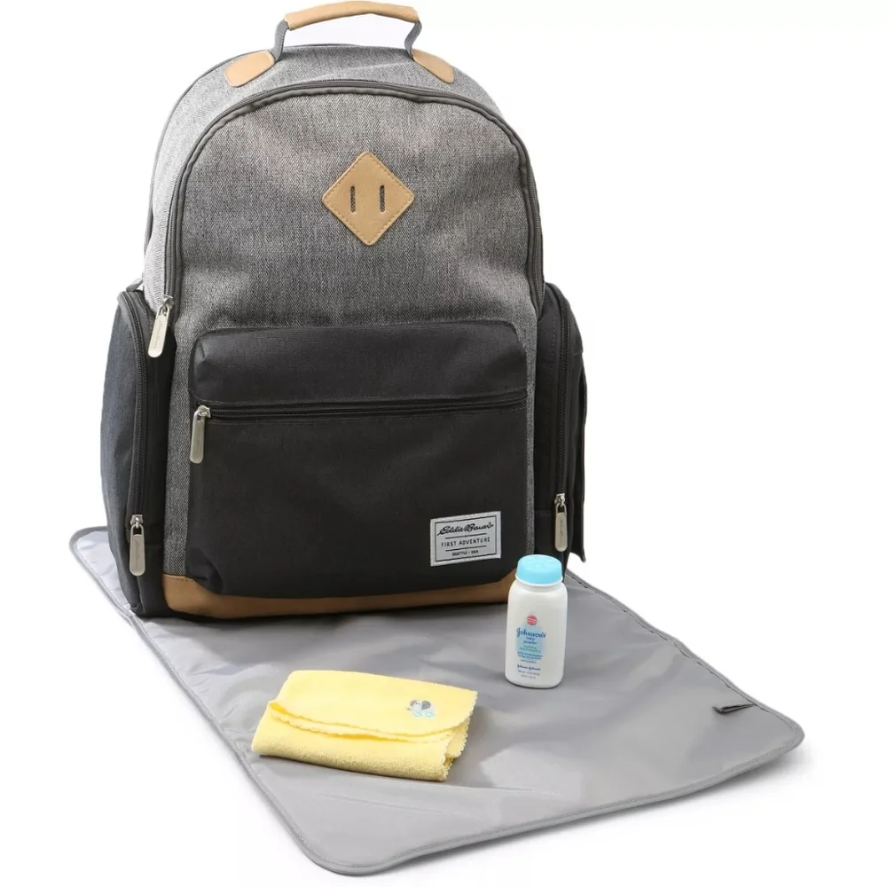 EUC Eddie Bauer Gray Bridgeport Places & Spaces Back Pack Diaper Bag!